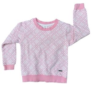 Smarty Pink and White Patterned Girls Sweatshirt